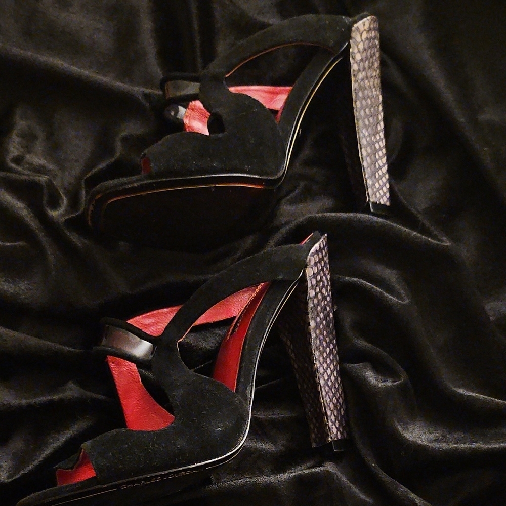 Charles Jourdan Black and Red Heels - Picture 3 of 5